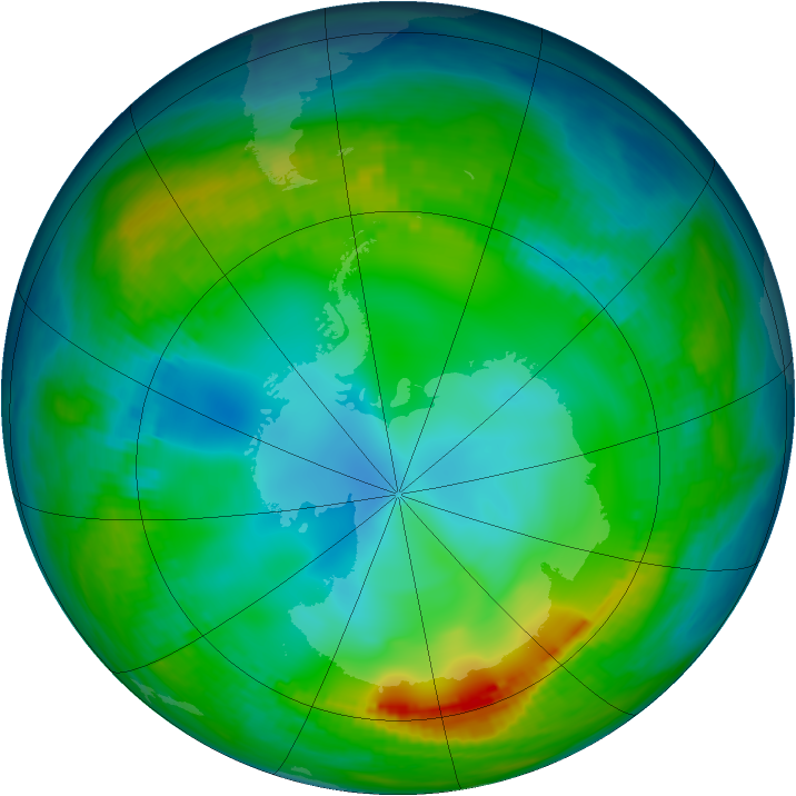 Antarctic ozone map for 25 May 1980